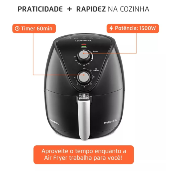 Fritadeira Sem Óleo Air Fryer 3,5l Preto 1500w Af-31 Mondial 127V - Image 7