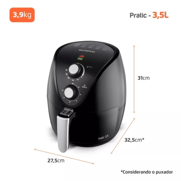 Fritadeira Sem Óleo Air Fryer 3,5l Preto 1500w Af-31 Mondial 127V - Image 8