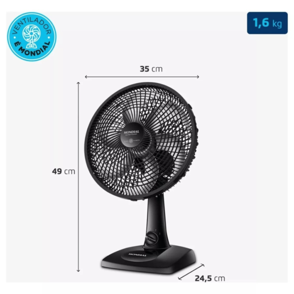 Ventilador de Mesa 30cm Super Power Mondial Preto 60W 6 Pás VSP-30-B - 127V - Image 4